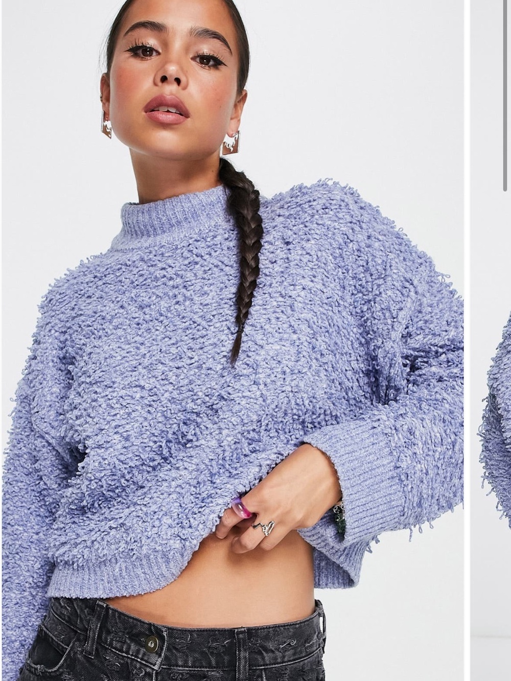 ASOS Lilac Popcorn Knit Crewneck Sweater